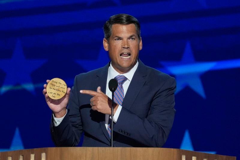 Former Georgia Lt. Gov. Geoff Duncan speaks during the Democratic National Convention, Wednesday, Aug. 21, 2024, in Chicago. (AP Photo/J. Scott Applewhite)