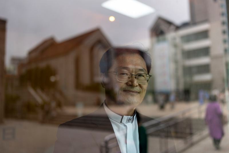 Rev. Chung Joon-hee, a pastor at Youngnak Presbyterian Church, stands for a portrait in Seoul, Sunday, May 26, 2024. (AP Photo/Jae C. Hong)