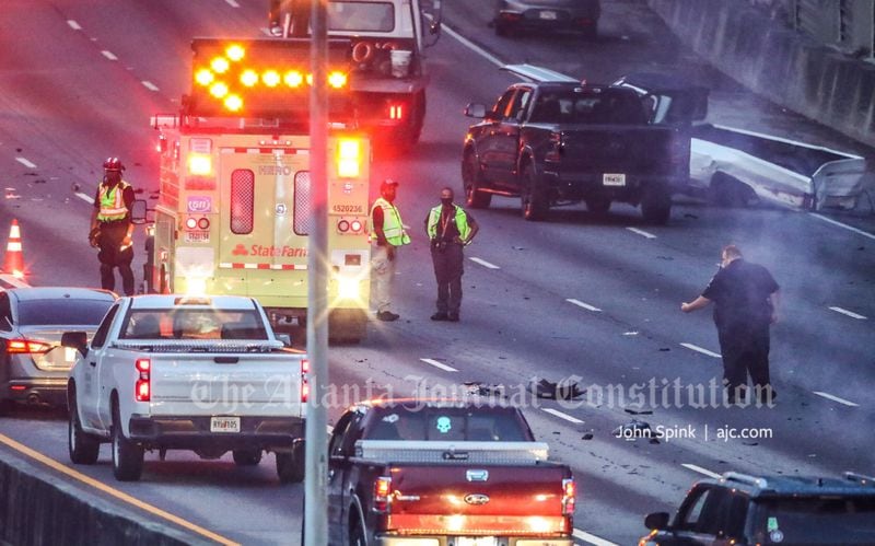 A Dodge pickup truck was traveling south on the interstate when it was rear-ended by a Hyundai Elantra, police said.