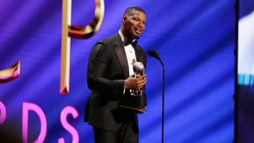 Jamie Foxx accepts Outstanding Supporting Actor in a Motion Picture for "Just Mercy" onstage during the 51st NAACP Image Awards, Presented by BET, at Pasadena Civic Auditorium on February 22, 2020 in Pasadena, California. (Leon Bennett/Getty Images for BET/TNS)