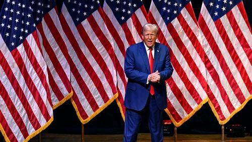 Republican presidential nominee former President Donald Trump speaks at a campaign rally Wednesday, Aug. 14, 2024, in Asheville, N.C. (AP Photo/Matt Kelley)