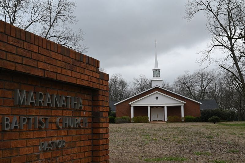 Exterior of Maranatha Baptist Church, Tuesday, Feb. 21, 2023, in Plains, GA. (Hyosub Shin / Hyosub.Shin@ajc.com)