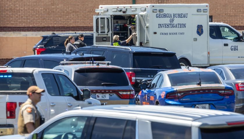 Four people were killed and nine others were taken to various hospitals after a shooting at Apalachee High School in Barrow County, the GBI said Wednesday afternoon, Sept. 4, 2024. One person was in custody, the state agency confirmed. (John Spink/AJC)