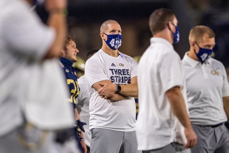 Georgia Tech director of applied sports science Ryan Horton (arms crossed) said that the team's physical performance in response to a changed practice regimen has been "really, really positive."