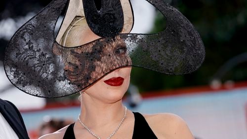 Lady Gaga poses for photographers upon arrival for the premiere of the film 'Joker: Folie A Deux' during the 81st edition of the Venice Film Festival in Venice, Italy, on Wednesday, Sept. 4, 2024. (Photo by Joel C Ryan/Invision/AP)