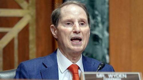 FILE - Sen. Ron Wyden, D-Ore., speaks during a hearing on Capitol Hill, March 20, 2024, in Washington. (AP Photo/Mariam Zuhaib, File)