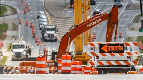 Motorists were greeted Monday morning, April 29, 2024 with the North Druid Hills Road bridge over North Fork Peachtree Creek closed for 90 days while the Georgia Department of Transportation works on replacing the bridge between I-85 and Buford Highway. The bridge is expected to reopen before Wednesday morning's commute. (John Spink/AJC)