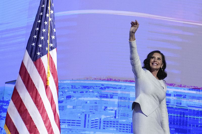 Michigan Gov. Gretchen Whitmer speaks during the Democratic National Convention Thursday, Aug. 22, 2024, in Chicago. (AP Photo/Brynn Anderson)