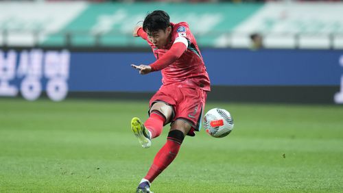 South Korea's Son Heung-min makes an attempt to score during the second round of the Asian qualifier group C match for 2026 FIFA World Cup between South Korea and China at Seoul World Cup Stadium in Seoul, South Korea, Tuesday, June 11, 2024. (AP Photo/Lee Jin-man)