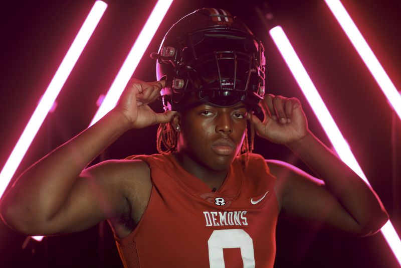 2024 AJC Super 11 Warner Robins defensive end Isaiah Gibson at Warner Robins high school, Thursday, July 25, 2024, in Warner Robins, Ga. Gibson is 5-star defensive end in the class of 2025 and a Georgia verbal commitment. (Jason Getz / AJC)
