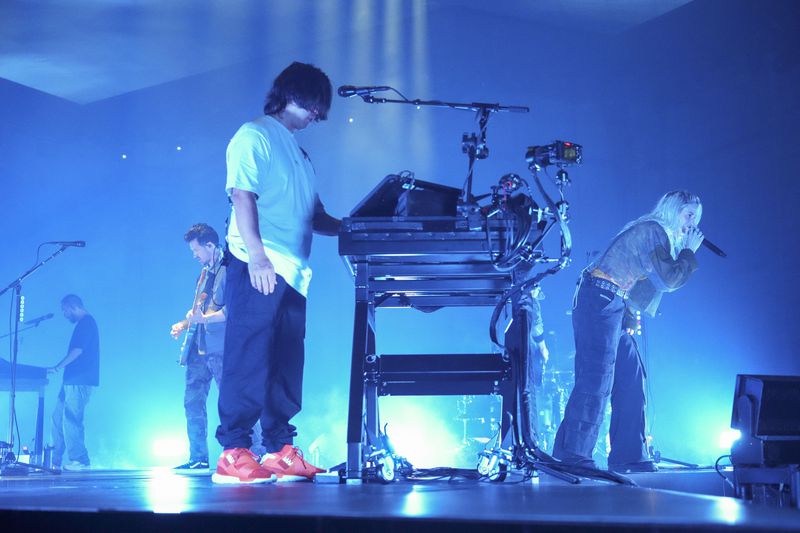 Mike Shinoda, from left, Alex Feder (filling in for guitarist Brad Delson), Joe Hahn, and Emily Armstrong of Linkin Park performs Thursday, Sept. 5, 2024, in Los Angeles. It was announced on Thursday that Dead Sara's Emily Armstrong would join as the band's new co-singer and songwriter/producer Colin Brittain would join on drums. Linkin Park will release the album "From Zero" on Nov. 15, marking their first new record since former frontman Chester Bennington died in 2017. (Photo by Jordan Strauss/Invision/AP