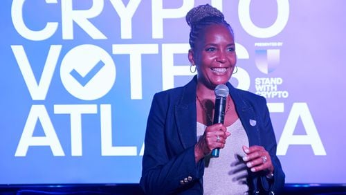Former Atlanta mayor Keisha Lance Bottoms speaks at the Crypto Votes Atlanta event on Wednesday, June 26, 2024, in Atlanta.