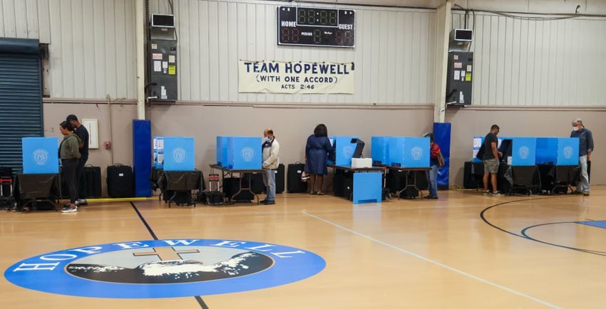 Voters cast their ballots at Hopewell Baptist Church in Norcross. PHIL SKINNER FOR THE ATLANTA JOURNAL-CONSTITUTION