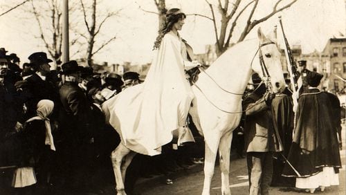 Inez Milholland at the National American Woman Suffrage Association parade in Washington, D.C., March 3, 1913