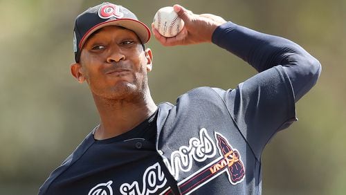 Feb 19, 2018 Lake Buena Vista: Braves pitcher Sam Freeman delivers a pitch on Monday, Feb 19, 2018, at the ESPN Wide World of Sports Complex in Lake Buena Vista.     Curtis Compton/ccompton@ajc.com