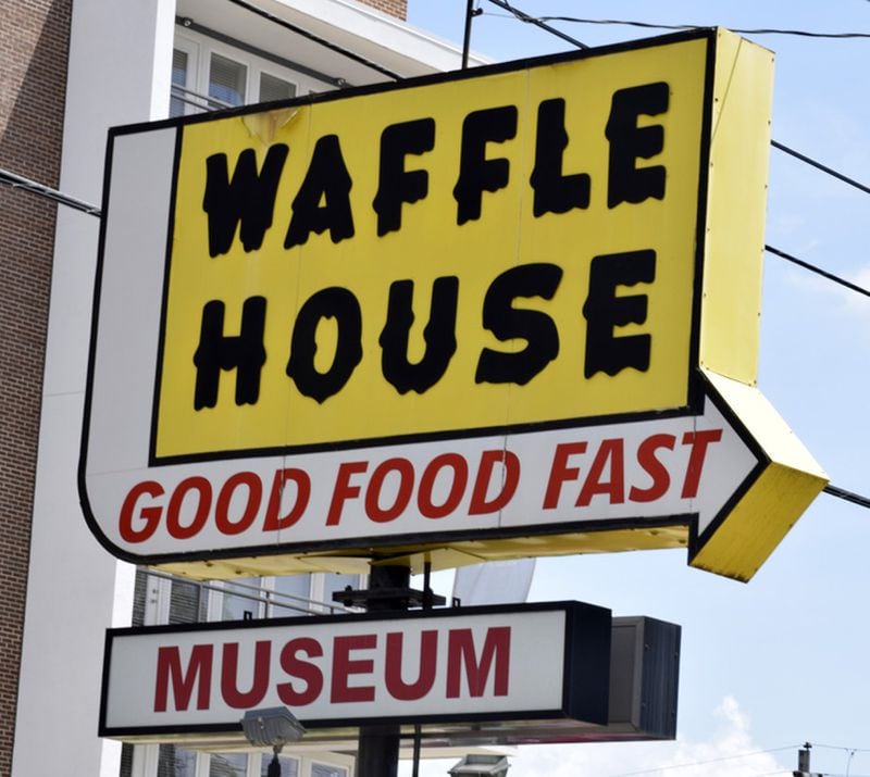 The Waffle House Museum features its original logo, with letters designed to look like dripping syrup. JANANI P. RAMMOHAN / JANANI.RAMMOHAN@AJC.COM