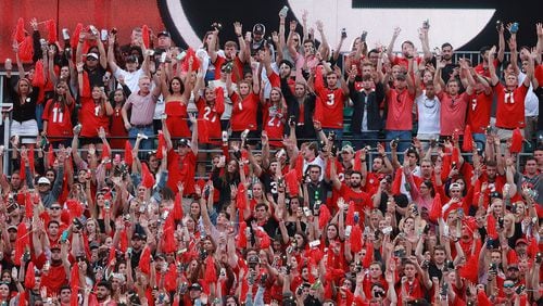 Georgia fans show support to begin the 4th quarter against Florida Saturday, Oct. 27, 2018, in Jacksonville.