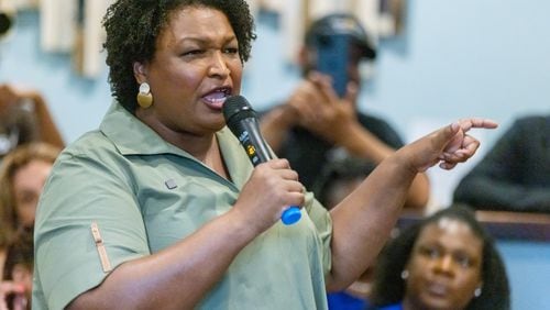 Stacey Abrams, the Democratic candidate for governor, warns audiences that despite her prolific fundraising, her campaign against Republican Gov. Brian Kemp faces an uphill fight. “I have to work doubly hard to dispel the myth of his leadership and anchor the possibilities that my administration can create,” she said in an interview. Steve Schaefer / steve.schaefer@ajc.com)