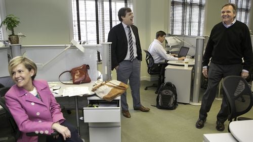 Realtors enjoy a relaxed atmospher at the Dorsey Alston offices. The company was chosen the top midsize workplace in the 2016 Atlanta Top Workplaces project by The Atlanta Journal-Constitution. (Phil Skinner, for the AJC)