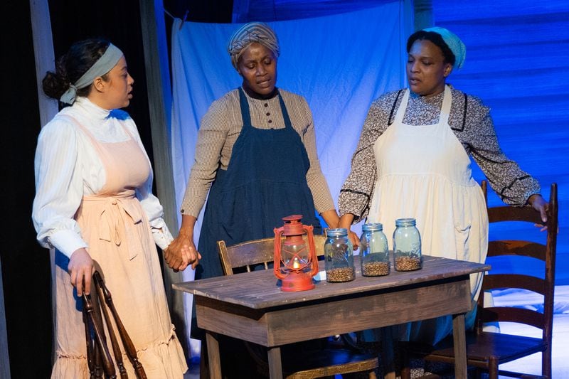 Kenedi Deal, Nevaina and Tanya Freeman star in “The Wash,” at Impact Theatre. (Courtesy of Casey Gardner Ford)
