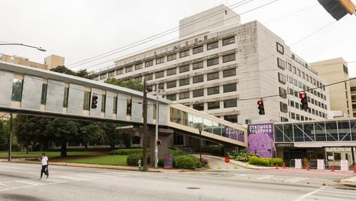 The former Wellstar Atlanta Medical Center, Wednesday, August 30, 2023, in Atlanta. This is approximately one year after its impending closure was announced. (Jason Getz / Jason.Getz@ajc.com)