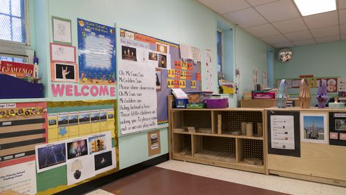 **EMBARGO: No electronic distribution, Web posting or street sales before MONDAY 03:01 A.M. ET APRIL 10, 2023. No exceptions for any reasons. EMBARGO set by source.**  FILE — An empty pre-k classroom at Child Center NY in Corona, Queens, on Feb. 22, 2021. New York City has opened thousands of free preschool seats for 3- and 4-year-olds that remain empty. (Naima Green/The New York Times)
