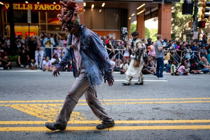 Thousands lined up along Peachtree Street Saturday morning for the annual Dragon Con parade.