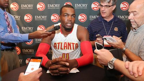 Paul Millsap takes questions during Hawks media day on Monday, Sept. 26, 2016, in Atlanta. Curtis Compton /ccompton@ajc.com