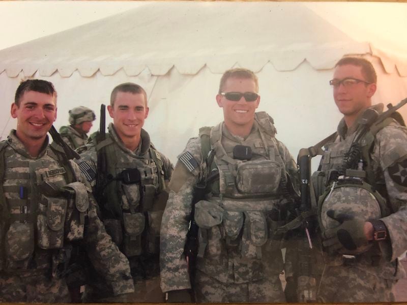 Retired Army Capt. Dan Berschinski (far left) is shown in Afghanistan before his injury. (Courtesy of Dan Berschinski)