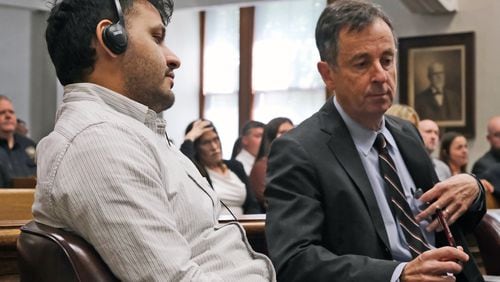  Jose Ibarra appears with his defense attorney John Donnelly in court, May 31, 2024 in Athens, GA. Ibarra is the man charged with the Feb. 22 murder of Laken Riley on the University of Georgia's campus (Nell Carroll for The Atlanta Journal-Constitution)