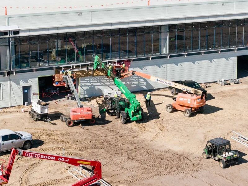 A worker at the Hyundai construction site suffered a broken arm March 21, 2024, after falling from a boom lift. This photo was taken on March 20 at the sprawling work site. (Photo Courtesy of Justin Taylor/The Current GA)