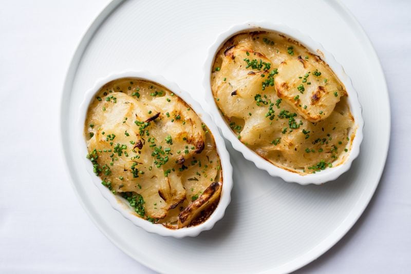 Aria chef Gerry Klaskala’s family is thrilled when he makes his Vidalia Onion and Potato Gratin With Lemon Thyme. CONTRIBUTED BY MIA YAKEL