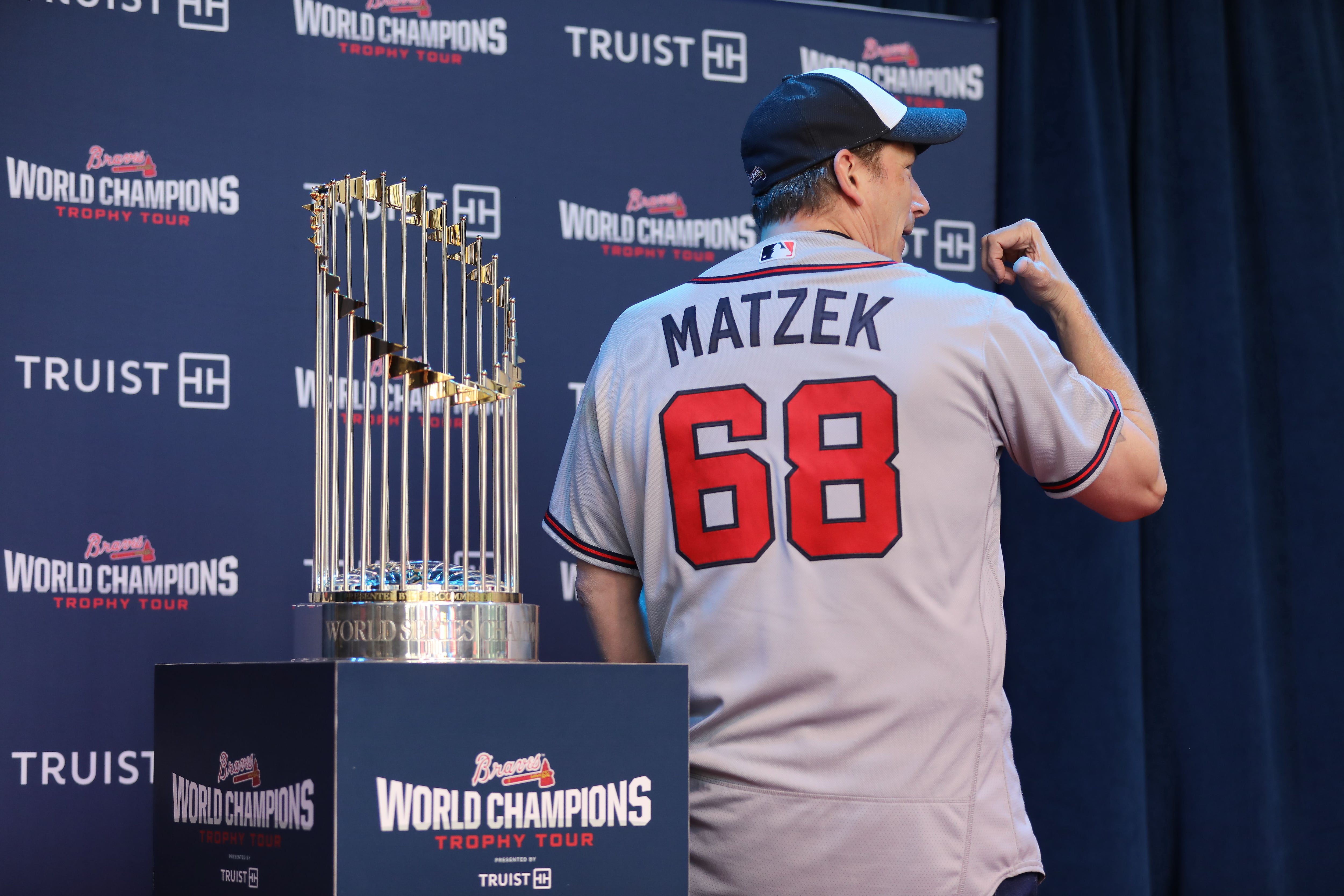 Take Selfie With Braves Series Trophy When Tour Visits