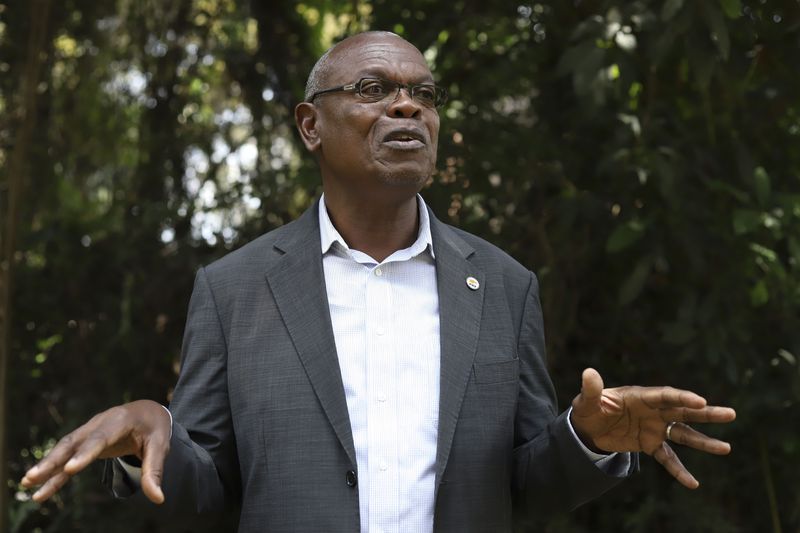 Philip Muruthi, Africa Wildlife Foundation (AWF) Vice President, Species Conservation and Science, speaks during an interview with Associated Press in Nairobi, Kenya, Wednesday, Sept. 18, 2024. (AP Photo/Andrew Kasuku)