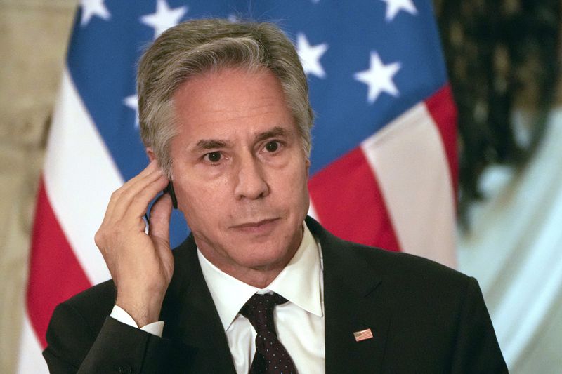 US Secretary of State Antony Blinken attends a press conference with Egyptian Foreign Minister Badr Abdelatty, at Tahrir Palace in Cairo, Egypt, Wednesday, Sept. 18, 2024. (AP Photo/Amr Nabil)