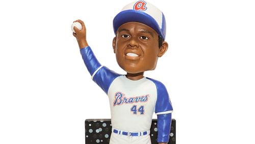 The Braves will give away a Hank Aaron bobblehead to commemorate the anniversary of his 715th home run on April 8, 2024.