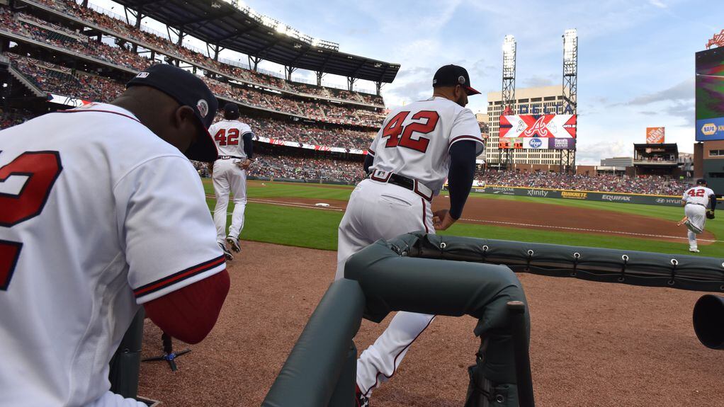 Atlanta Braves went throwback for Jackie Robinson Day at Petco Park in San  Diego during their 6-2 victory over the Padres in game 3. Both teams wore  the number 42 to honor