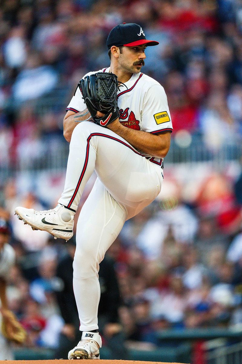 ATLANTA, GA - APRIL 05: Spencer Strider #99 of the Atlanta Braves pitches in the first inning against the Arizona Diamondbacks at Truist Park on Friday, April 5, 2024 in Atlanta, Georgia. (Matthew Grimes Jr./Atlanta Braves/Getty Images)