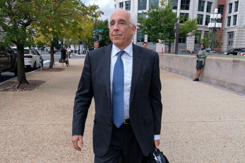 TikTok Attorney Andrew Pincus leaves the federal courthouse in Washington, Monday, Sept. 16, 2024, after a hearing on TikTok's lawsuit against the federal government. (AP Photo/Jose Luis Magana)