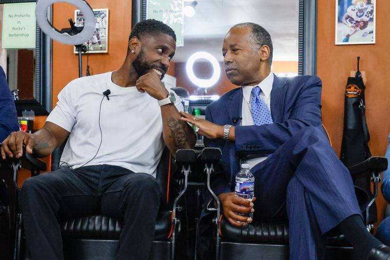 Rocky Jones (left), hosted a small business roundtable in support of former President Donald Trump. He is pictured with former HUD Secretary Ben Carson.