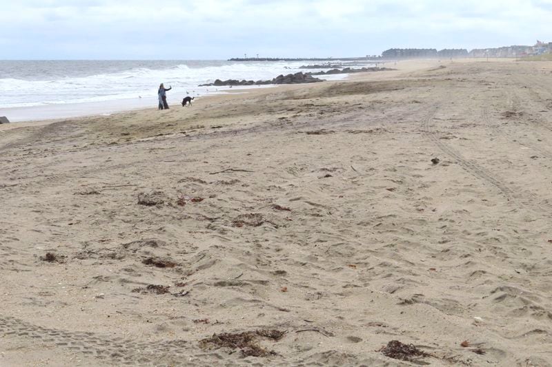 Beachfront in Sea Girt, N.J., where a power cable from offshore wind farms is projected to come ashore is seen, Sept. 30, 2024. (AP Photo/Wayne Parry)