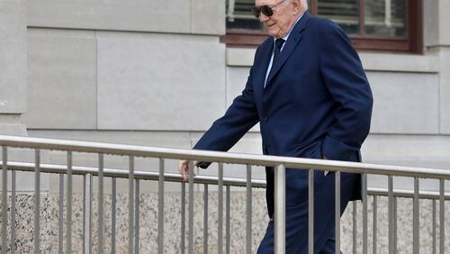 Dallas Cowboys owner Jerry Jones arrives at the federal courthouse in Texarkana, Texas, Monday, July 22, 2024. Testimony started Monday in Jones' countersuit against Alexandra Davis, who alleges she is his biological daughter. (Jason Janik/The Dallas Morning News via AP)