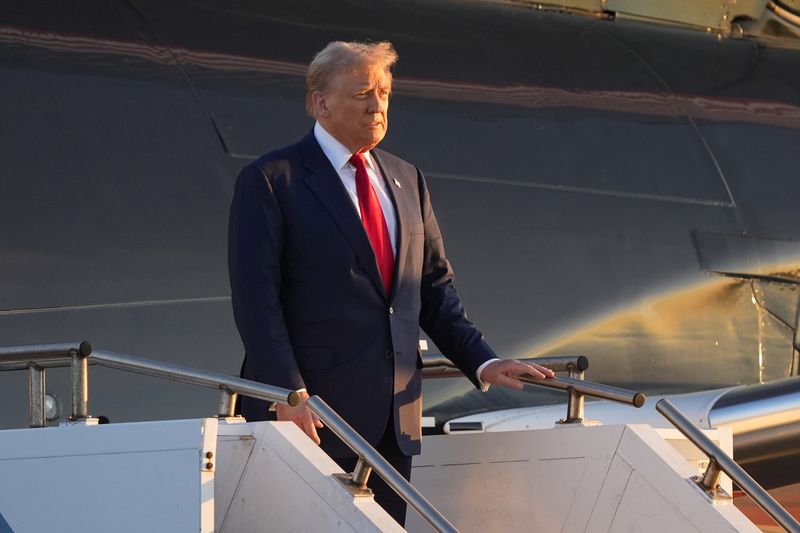 Republican presidential nominee former President Donald Trump, during his arrival at Philadelphia International Airport, Tuesday, Sept. 10, 2024, in Philadelphia. (AP Photo/Chris Szagola)