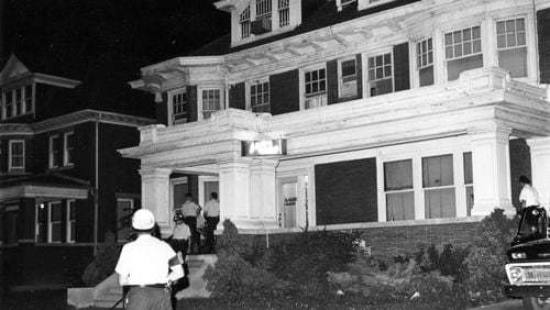 Police are seen during the night of July 25–26, 1967, at the three-story annex of the Algiers Motel in Detroit. The site of a transient motel in Detroit where three young Black men were killed — allegedly by white police officers — during the city's bloody 1967 race riot is receiving a historic marker. (Detroit News via AP)