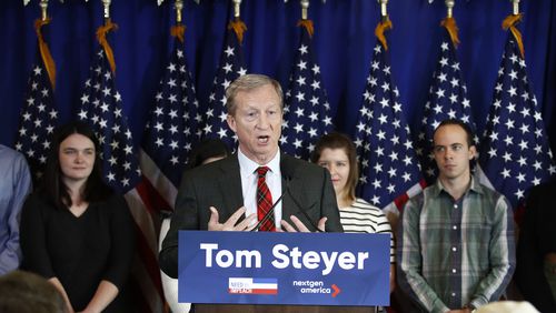 Billionaire environmental activist Tom Steyer speaks during a January press conference in Washington. AP/Carolyn Kaster