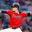 Max Fried of the Atlanta Braves pitches during the first inning against the Kansas City Royals at Truist Park on Friday, Sept. 27, 2024, in Atlanta. (Todd Kirkland/Getty Images/TNS)