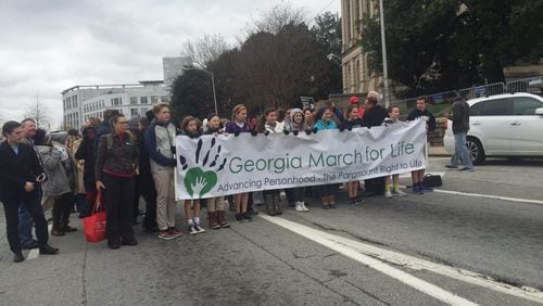 A day after the 44th anniversary of the Roe v. Wade decision, hundreds rallied Monday at the March for Life at the state Capitol to oppose abortion. Michelle Baruchman/ mbaruchman@ajc.com