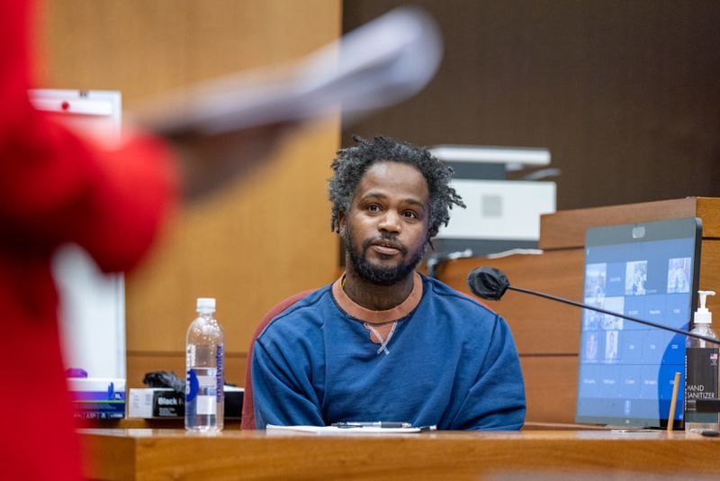 Trontavious Stephens, a defendant originally named in the YSL indictment, testified as a state witness in the ongoing YSL trial at the Fulton County Courthouse in Atlanta on Wednesday, January 3, 2024. (Arvin Temkar / arvin.temkar@ajc.com)