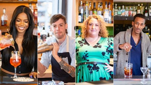 Four local bartenders exemplify the energy and ingenuity in Atlanta's beverage industry today. From left: Kursten Berry, Tyler Reddick, Jessica White and Navarro Carr. (Ryan Fleisher for The Atlanta Journal-Constitution)