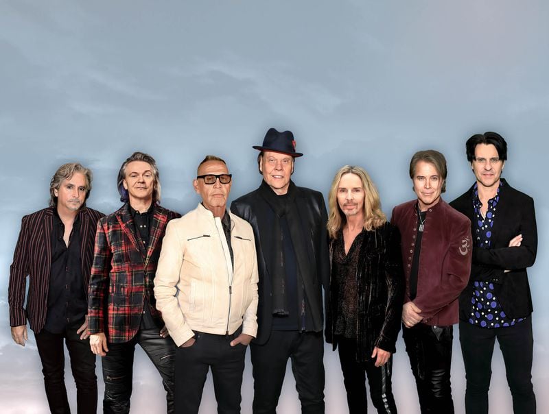 Styx still includes founding members Chuck Panozzo (third from left) and and James "JY" Young (center), along with longtime guitarist and vocalist Tommy Shaw (third from right), an Alabama native who joined in 1975. The other members are Todd Sucherman, Lawrence Gowan (from left, to the left of Panozzo) and Terry Gowan and Will Evankovich (from left, to the right of Shaw). Photo by Jason Powell
